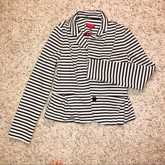 Elle Black and White Stripe Blazer - Picture 3 of 11
